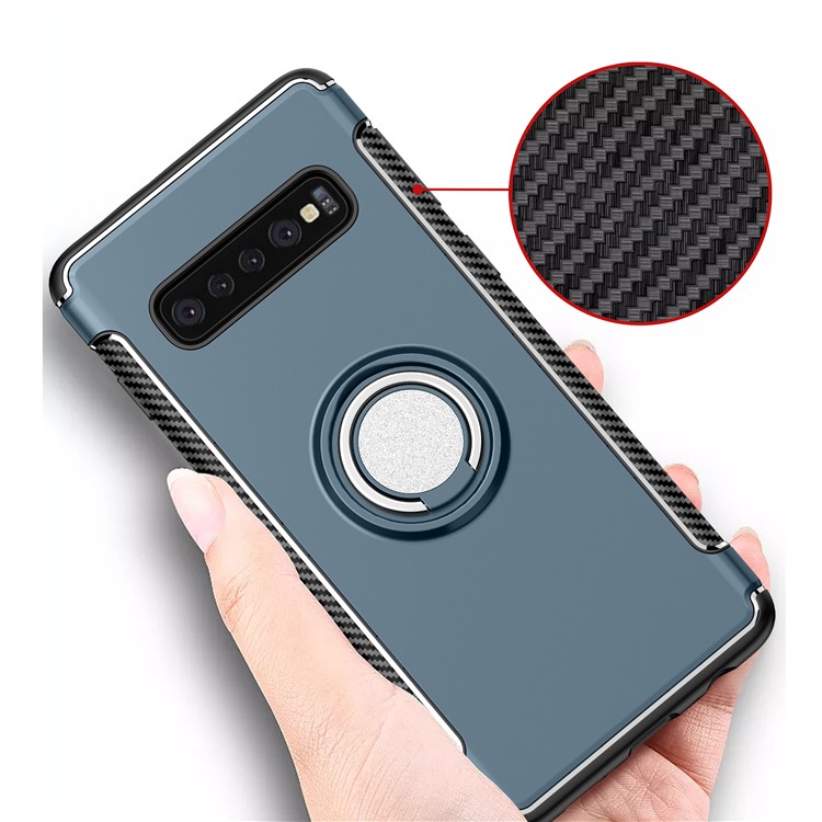 Ring Holder TPU PC Armor Case for Samsung Galaxy S10 - Baby Blue-9