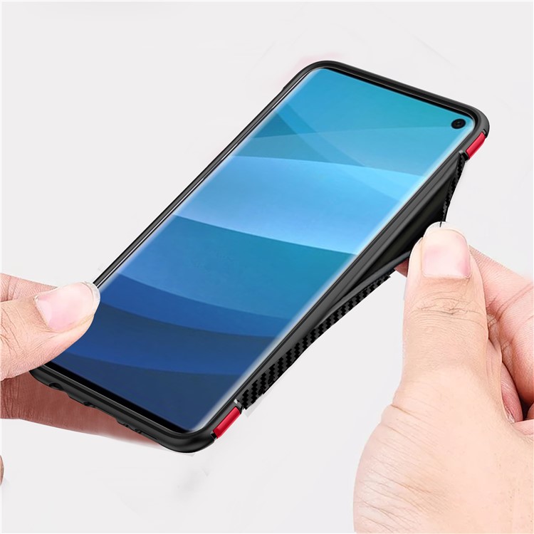 Ring Holder TPU PC Armor Case for Samsung Galaxy S10e - Red-11