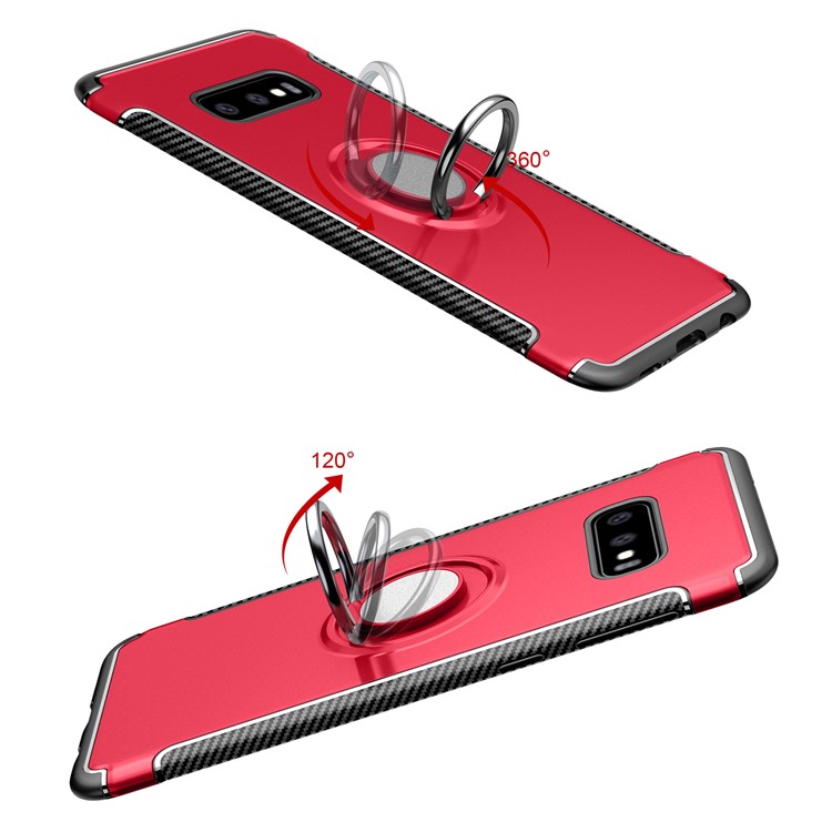 Ring Holder TPU PC Armor Case for Samsung Galaxy S10e - Red-4