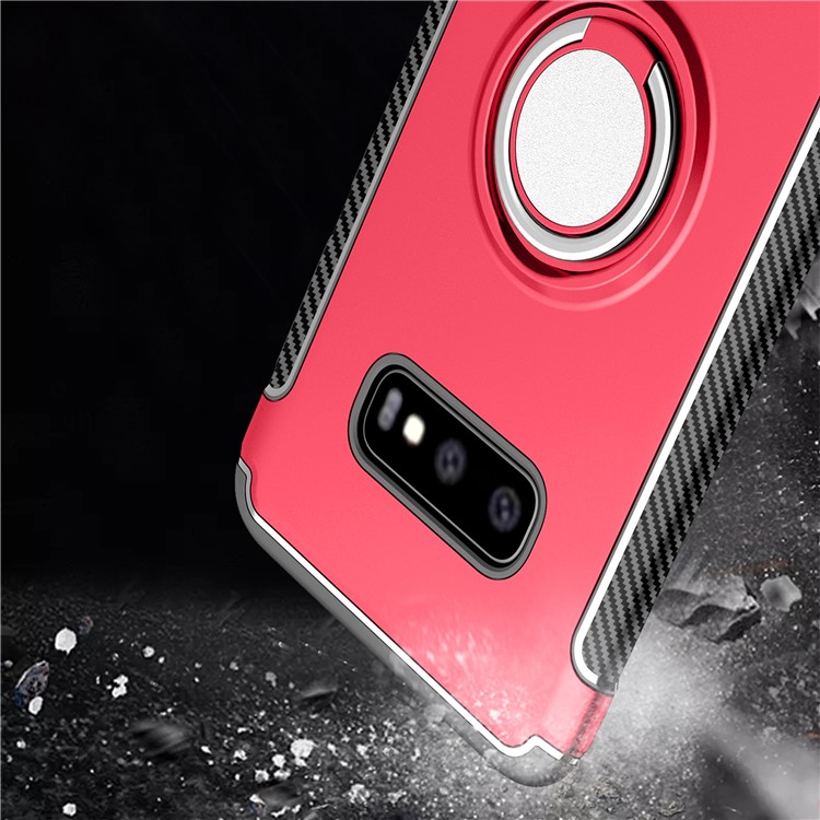 Ring Holder TPU PC Armor Case for Samsung Galaxy S10e - Red-8