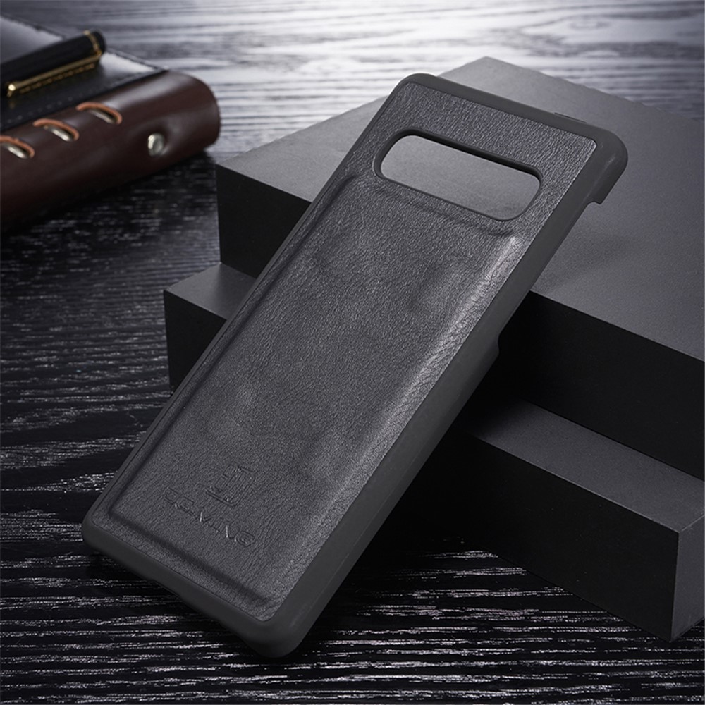 DG.MING Detachable 2-in-1 Split Leather Wallet Shell + PC Back Case for Samsung Galaxy S10 Plus - Black-3