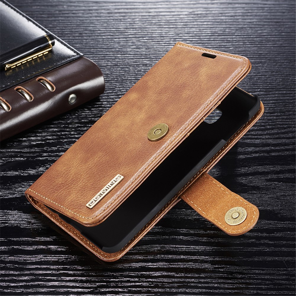 DG.MING Detachable 2-in-1 Split Leather Wallet Phone Shell + PC Back Case for Samsung Galaxy S10 Lite - Brown-3