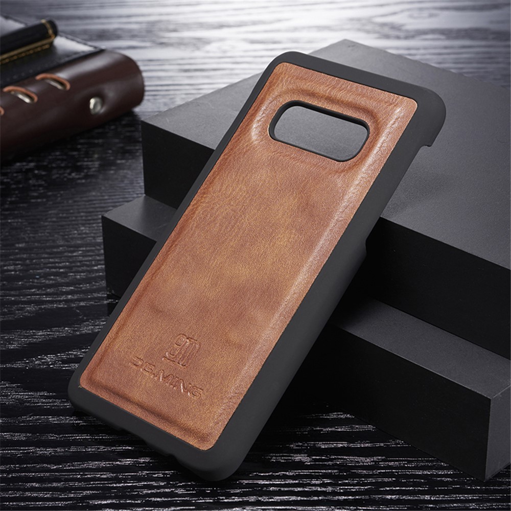 DG.MING Detachable 2-in-1 Split Leather Wallet Phone Shell + PC Back Case for Samsung Galaxy S10 Lite - Brown-5