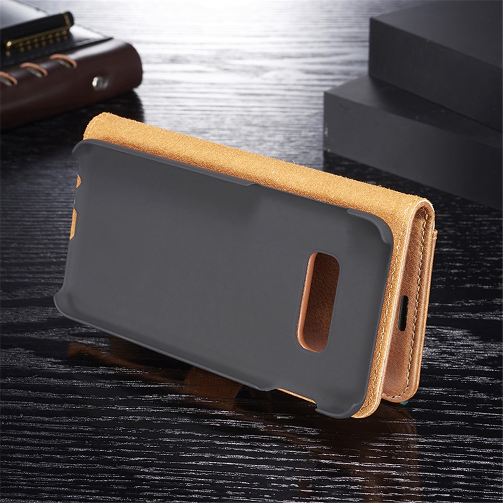 DG.MING Detachable 2-in-1 Split Leather Wallet Phone Shell + PC Back Case for Samsung Galaxy S10 Lite - Brown-7