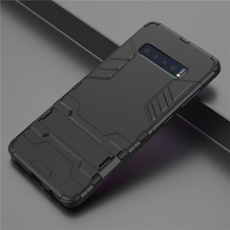 Cool Guard Kickstand PC TPU Hybrid Case for Samsung Galaxy S10 Plus - All Black-5