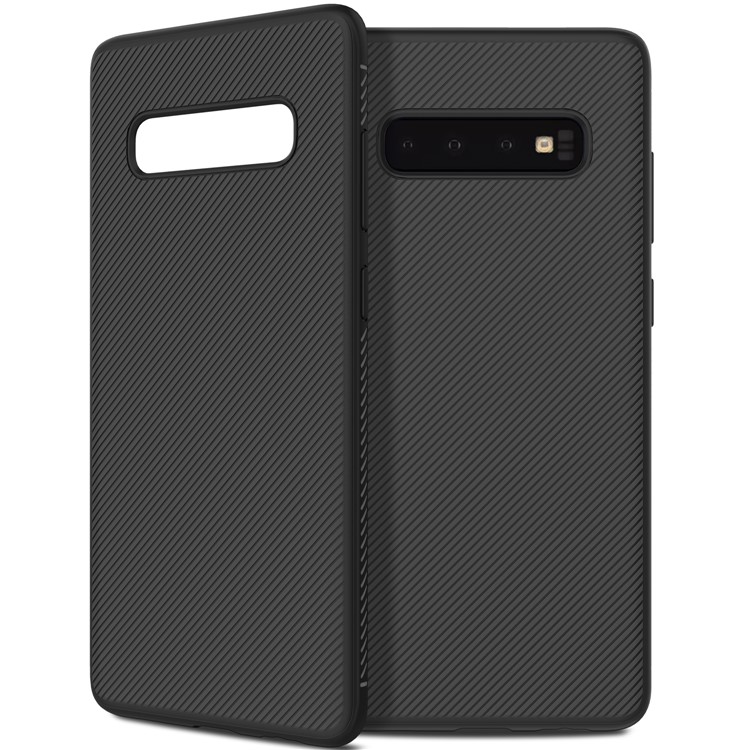 Jazz Series Twill Texture TPU Back Mobile Cover for Samsung Galaxy S10 Plus - Black-2