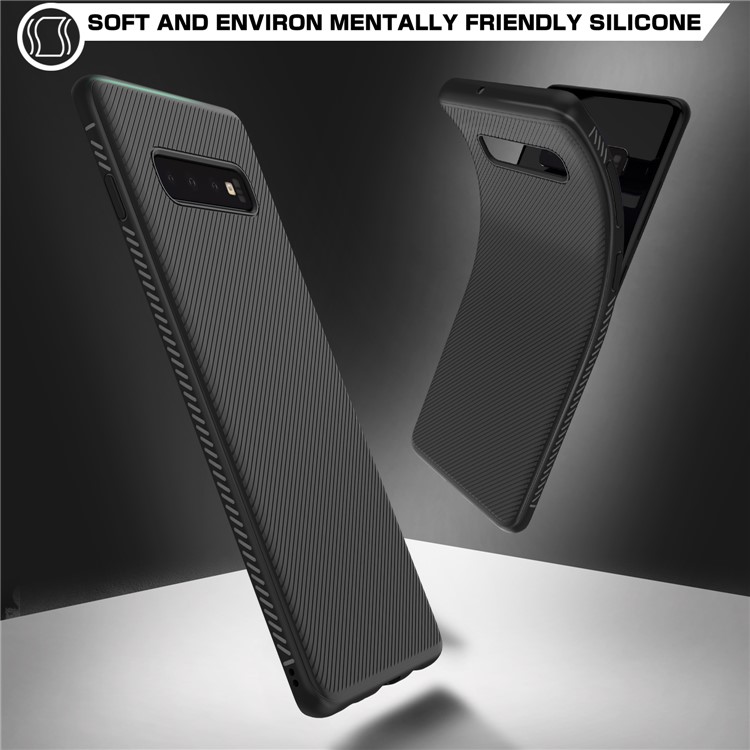 Jazz Series Twill Texture TPU Back Mobile Cover for Samsung Galaxy S10 Plus - Black-6