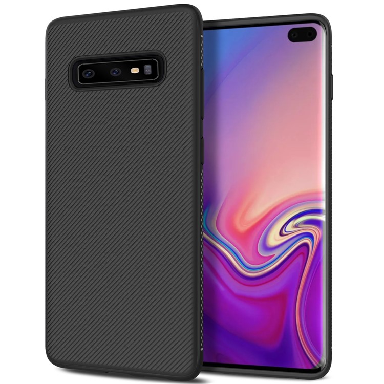 Jazz Series Twill Texture TPU Back Mobile Cover for Samsung Galaxy S10 - Black-1