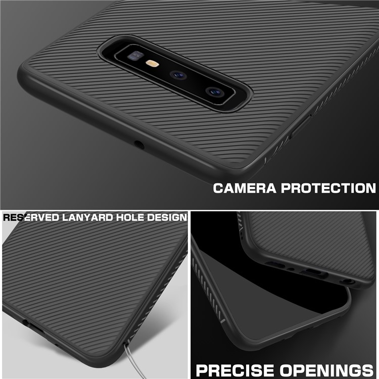 Jazz Series Twill Texture TPU Back Mobile Cover for Samsung Galaxy S10 - Black-6