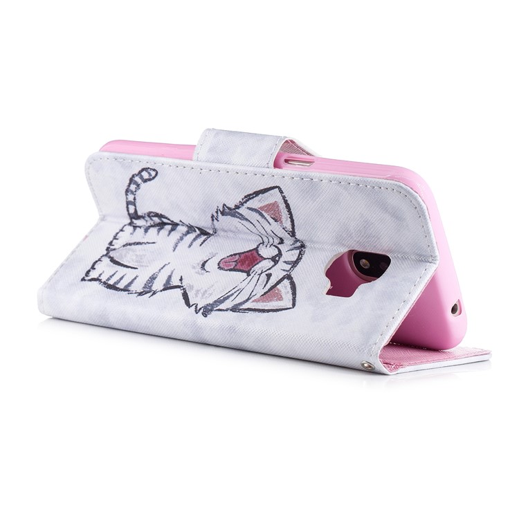 Pattern Printing Leather Stand Case with Card Slots for Samsung Galaxy J2 Pro 2018 - Cat Pattern-3