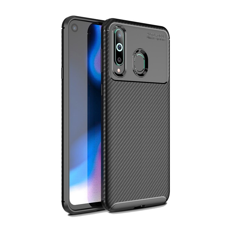 Устойчивый к падению чехол из углеродного волокна тпу для samsung galaxy a8s - черный