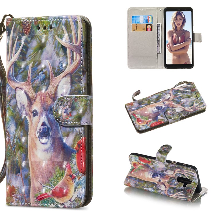 

Light Spot Decor Patterned Leather Wallet Case for Samsung Galaxy A6+ (2018) - Elk, Galaxy A6+ (2018)