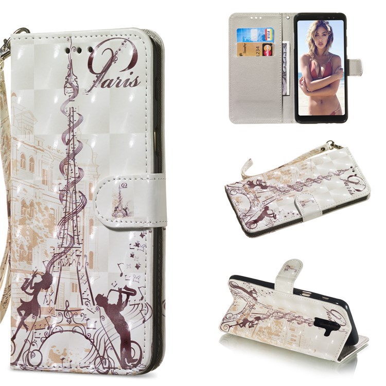 

Light Spot Decor Patterned Leather Wallet Case for Samsung Galaxy A6+ (2018) - Eiffel Tower, Galaxy A6+ (2018)