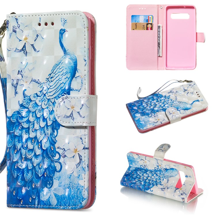 

Light Spot Decor Patterned Wallet Leather Stand Case for Samsung Galaxy S10 - Peacock, Galaxy S10