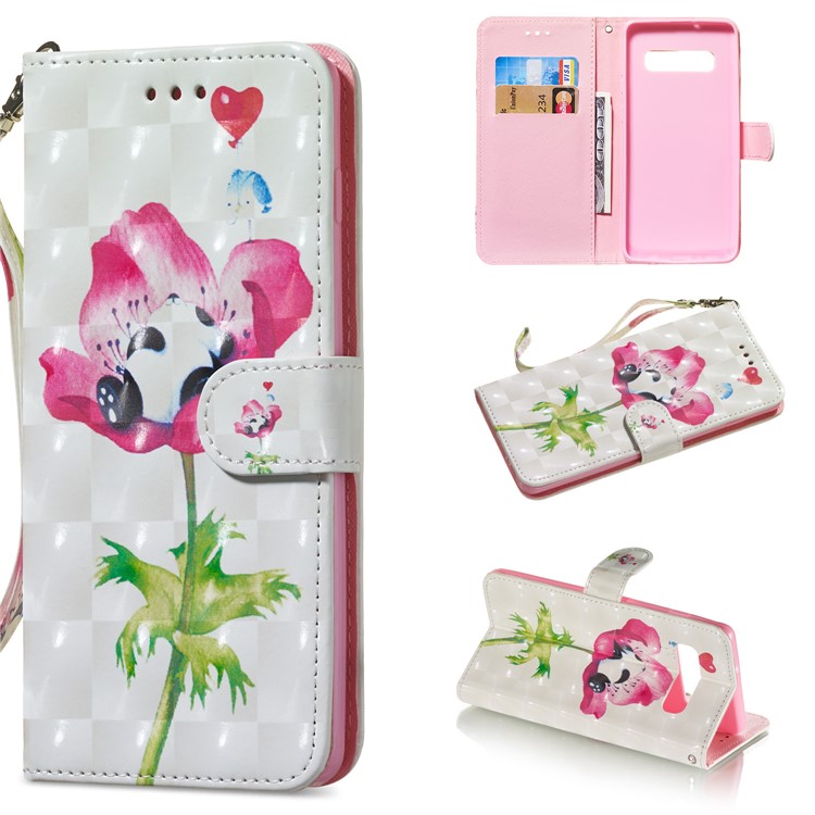 

Light Spot Decor Patterned Wallet Leather Stand Case for Samsung Galaxy S10 - Panda on Flower, Galaxy S10