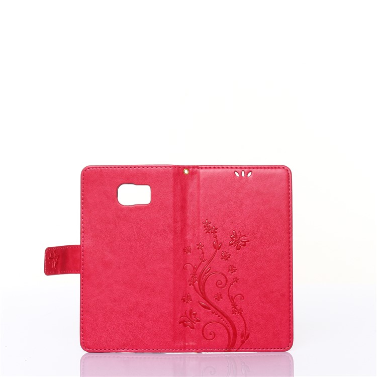 

Imprint Butterfly Flower Stand Wallet Leather Protector Phone Case for Samsung Galaxy Note5 SM-N920 - Red, Galaxy Note5