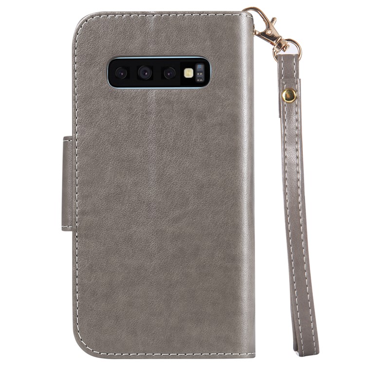 Imprinted Beauty Cat 9 Card Slots Stand Leather Cover for Samsung Galaxy S10 - Grey-3