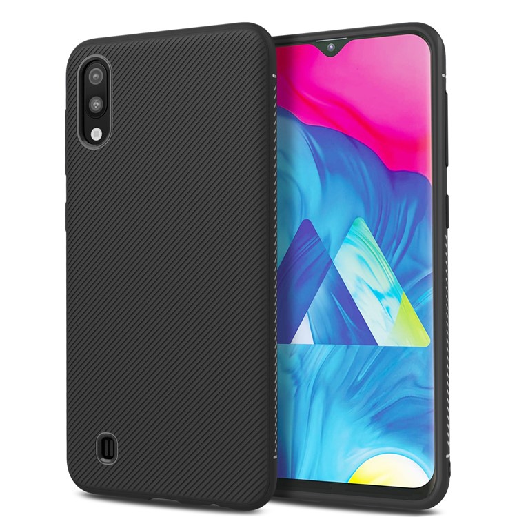 Jazz Series Twill Texture TPU Back Mobile Cover for Samsung Galaxy M10 - Black-2