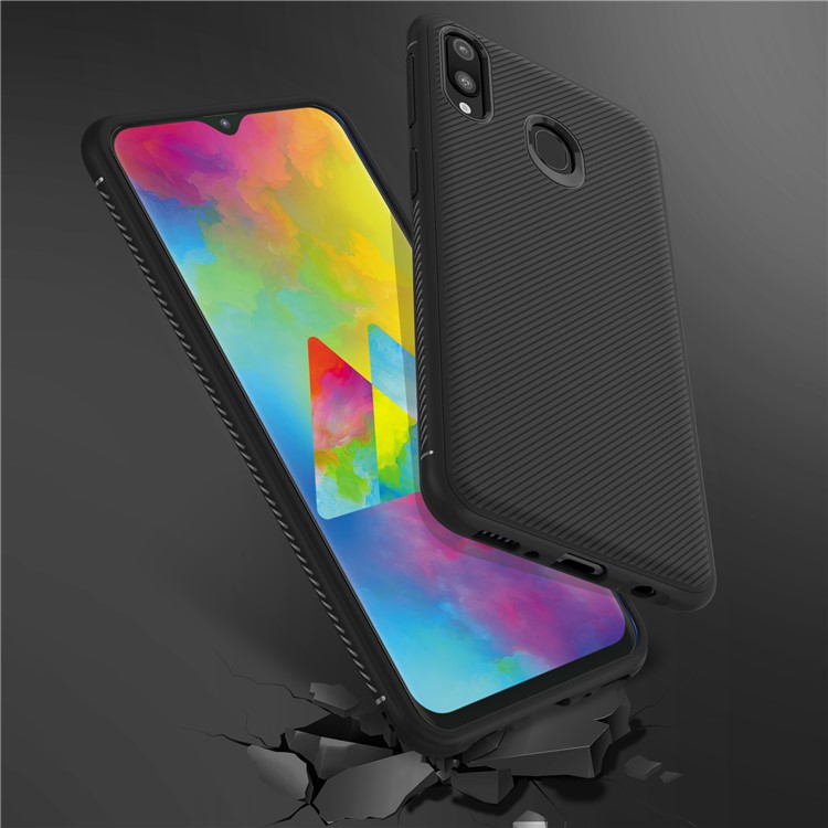 Jazz Series Twill Texture TPU Back Mobile Cover for Samsung Galaxy M20 - Black-8