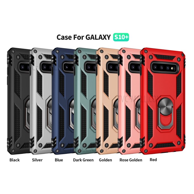 Armor PC TPU Hybrid Shell with Kickstand for Samsung Galaxy S10 Plus - Green-2