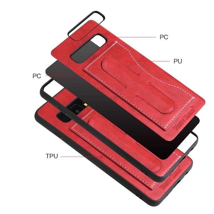 Crazy Horse Texture Kickstand Leather Coated TPU Phone Case with Card Holder for Samsung Galaxy S10 Plus - Red-8