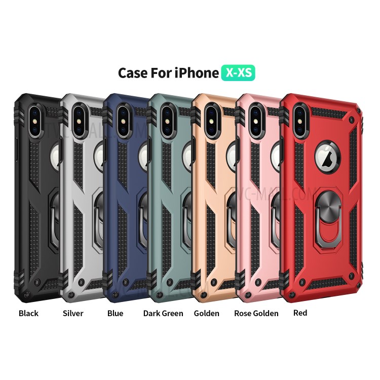 Hybrid PC TPU Armor Case with Kickstand for iPhone XS/X 5.8 inch - Green-2