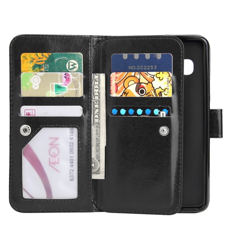 9-slot PU Leather Wallet Stand Mobile Shell Cover for Samsung Galaxy S10 - Black-7