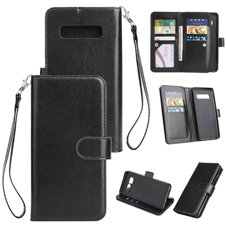 9-slot PU Leather Wallet Stand Case for Samsung Galaxy S10 Plus - Black-1