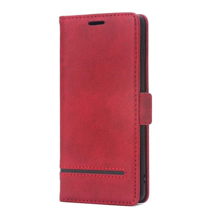 Business Style Splicing Leather Wallet Case Cover for Samsung Galaxy S10 - Red-2