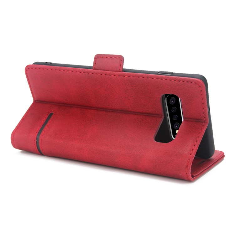 Business Style Splicing Leather Wallet Case Cover for Samsung Galaxy S10 - Red-5