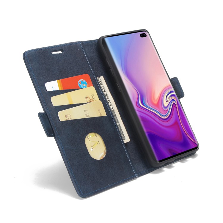 Business Style Splicing Leather Wallet Case Cover for Samsung Galaxy S10 - Blue-5