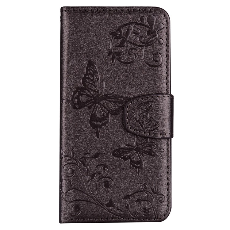 Imprinted Butterfly Flower Pattern Leather Wallet Case for Samsung Galaxy S10e - Black-2