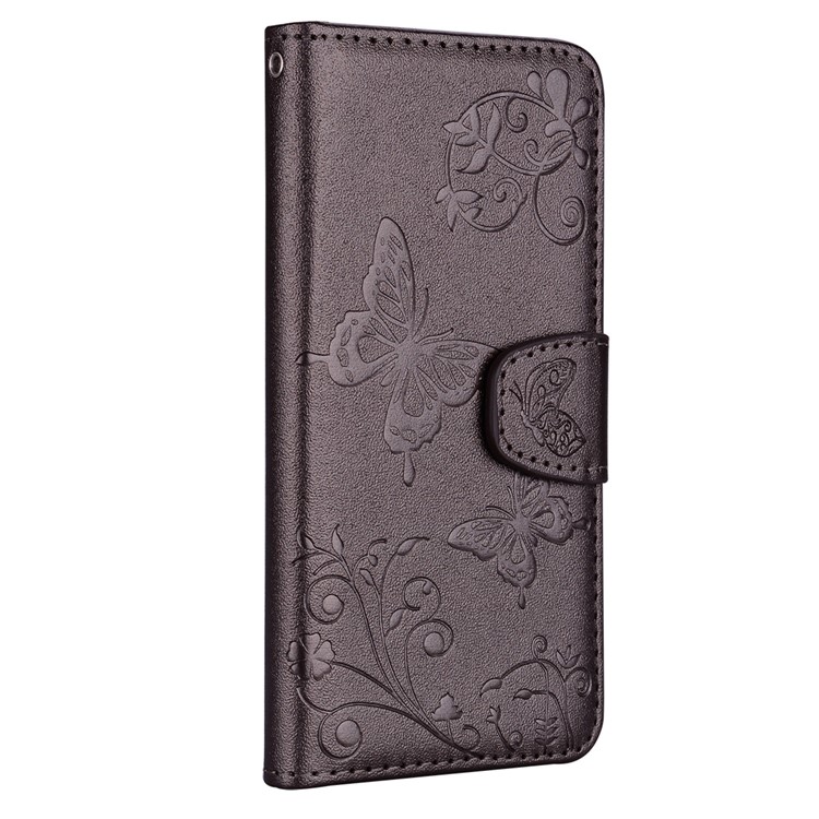 Imprinted Butterfly Flower Pattern Leather Wallet Case for Samsung Galaxy S10e - Black-3