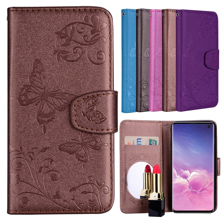 

Imprinted Butterfly Flower Pattern PU Leather Wallet Case for Samsung Galaxy S10e - Brown, Galaxy S10e