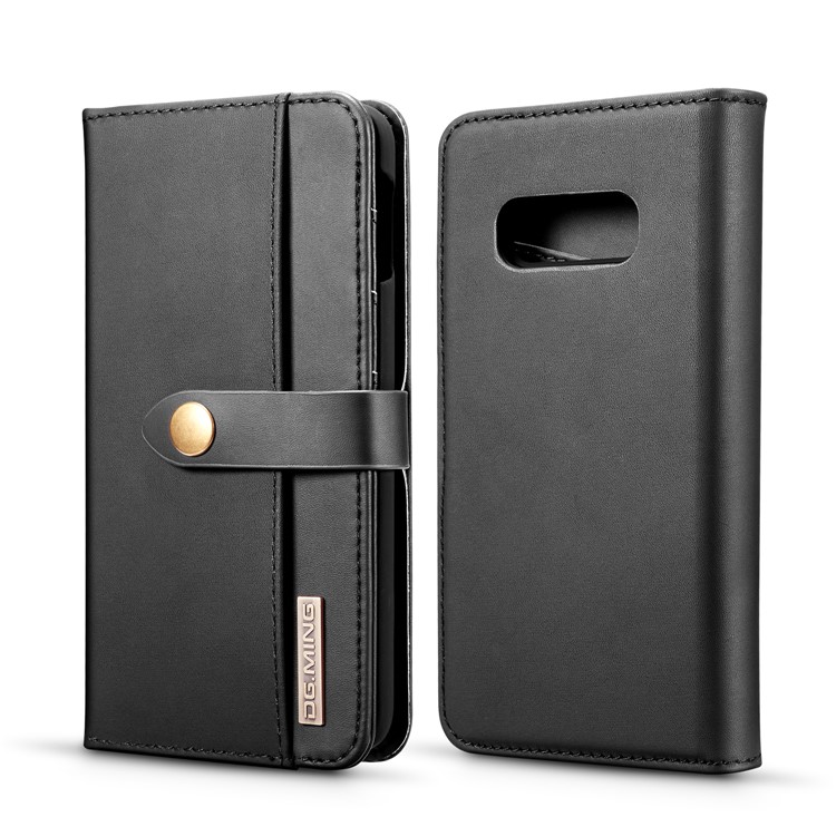 DG.MING Detachable 2-in-1 Split Leather Wallet Shell + PC Back Case for Samsung Galaxy S10e - Black-1