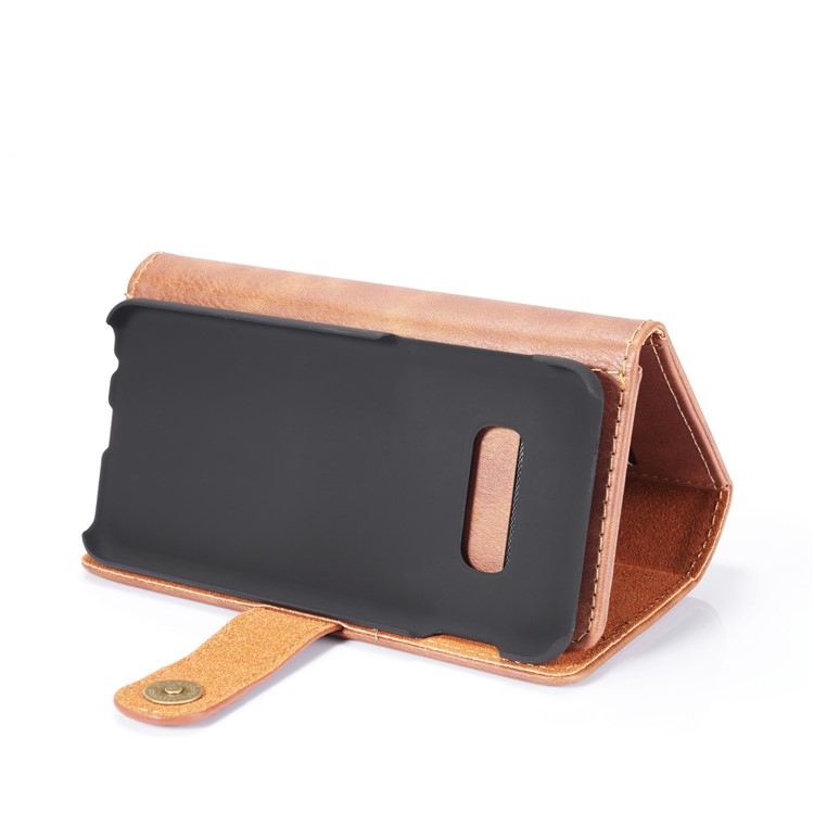 DG. MING Caso De Estilo Carteira De Couro Dividido Para Samsung Galaxy S10e - Castanho-5