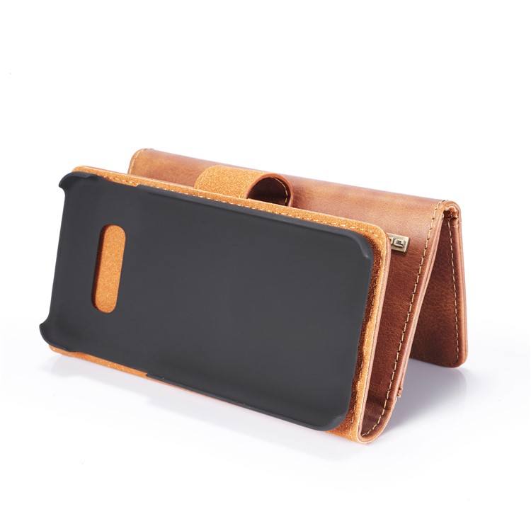 DG. MING Caso De Estilo Carteira De Couro Dividido Para Samsung Galaxy S10e - Castanho-6