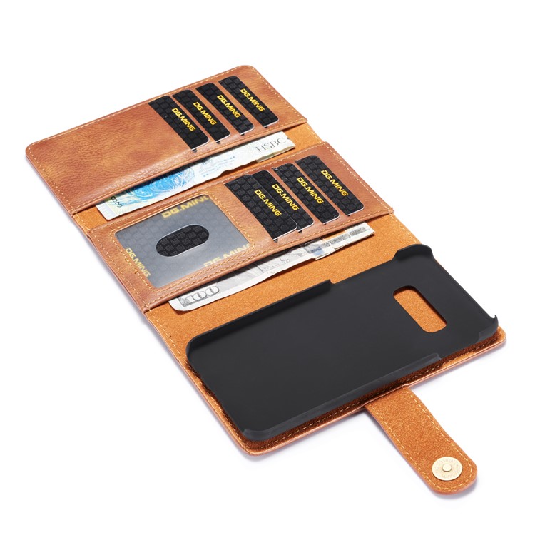 DG. MING Caso De Estilo Carteira De Couro Dividido Para Samsung Galaxy S10e - Castanho-8