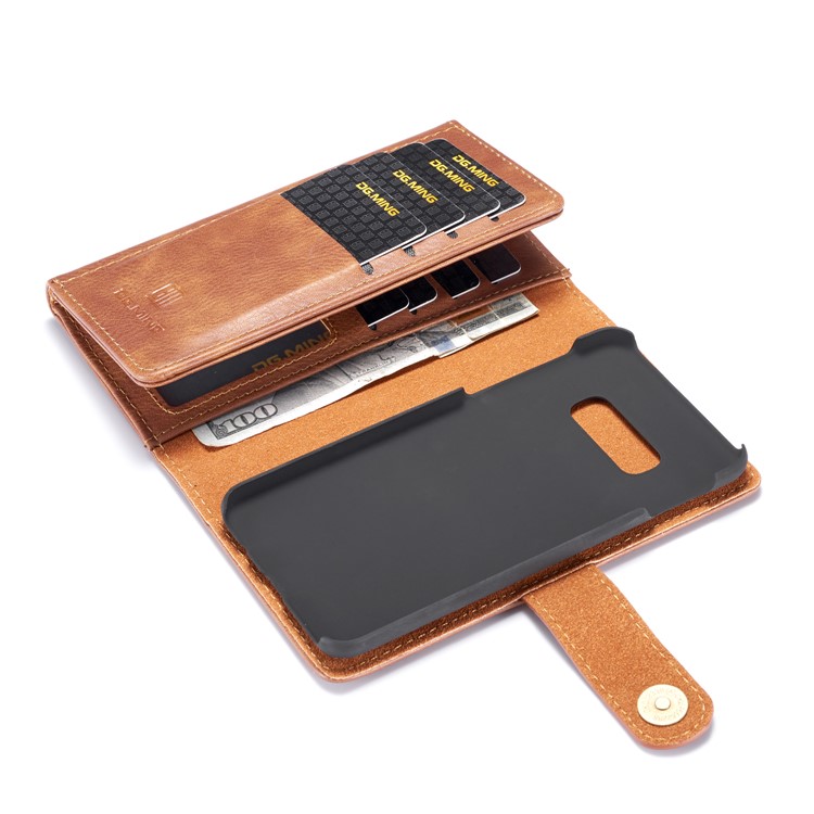 DG. MING Caso De Estilo Carteira De Couro Dividido Para Samsung Galaxy S10e - Castanho-9