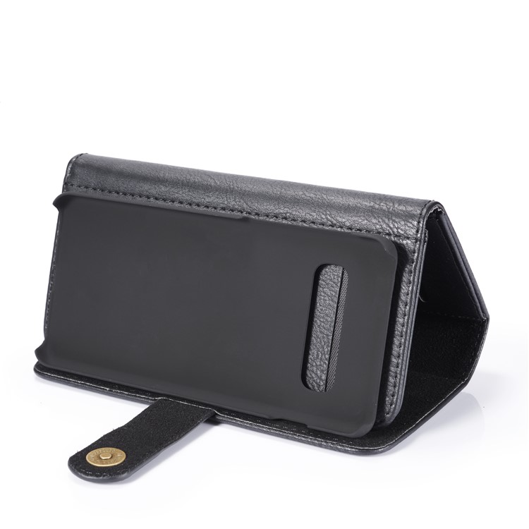 Dg. Case de Estilo de Billetera de Cuero Ming Split Para Samsung Galaxy S10 Plus - Negro