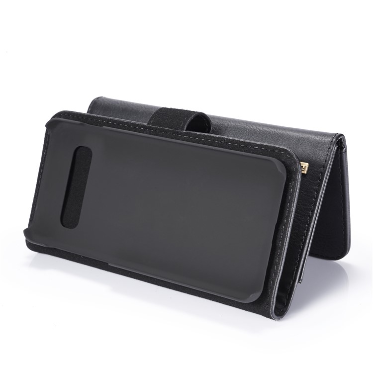 Dg. Case de Estilo de Billetera de Cuero Ming Split Para Samsung Galaxy S10 Plus - Negro