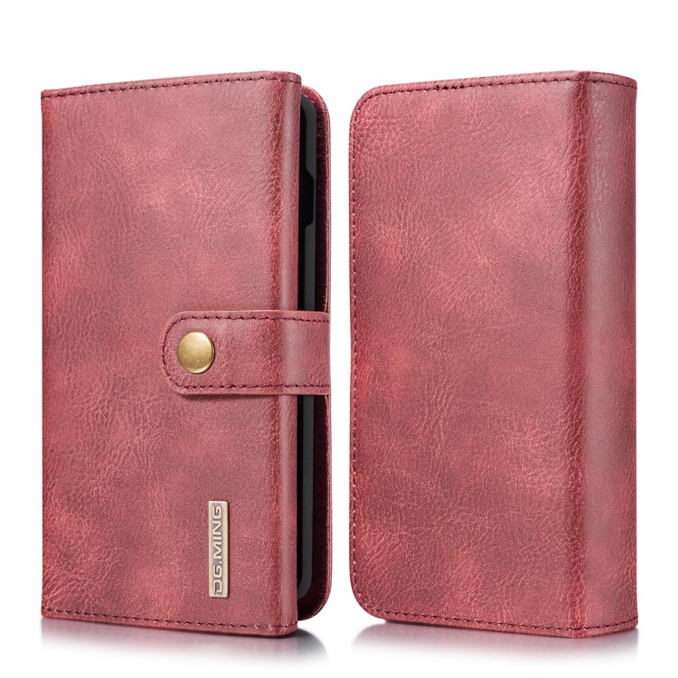 Dg. Case de Estilo de Billetera de Cuero Ming Split Para Samsung Galaxy S10 Plus - Rojo