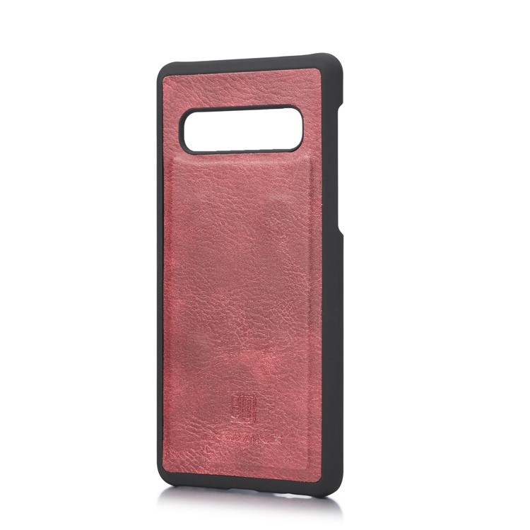 Дг. Ming Split Leather Swallet Case Для Samsung Galaxy S10 Plus - Красный-4