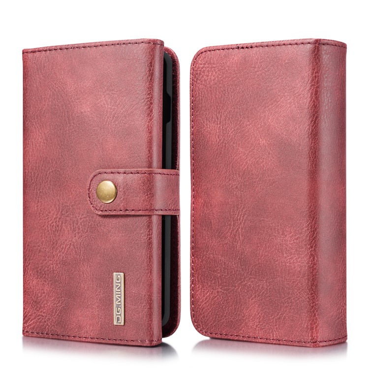 DG. MING Caso De Estilo Carteira De Couro Dividido Para Samsung Galaxy S10 - Vermelho-1