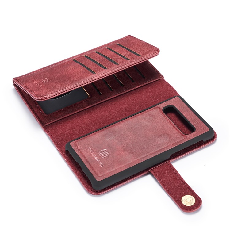 DG. MING Caso De Estilo Carteira De Couro Dividido Para Samsung Galaxy S10 - Vermelho-10