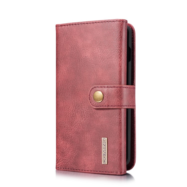 DG. MING Caso De Estilo Carteira De Couro Dividido Para Samsung Galaxy S10 - Vermelho-2