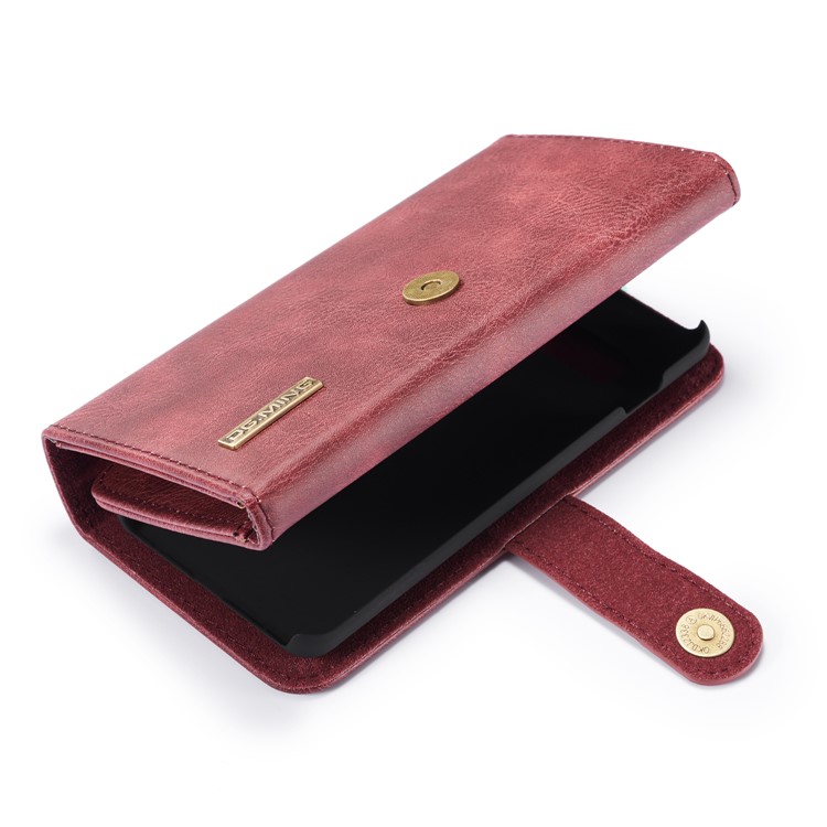 DG. MING Caso De Estilo Carteira De Couro Dividido Para Samsung Galaxy S10 - Vermelho-7