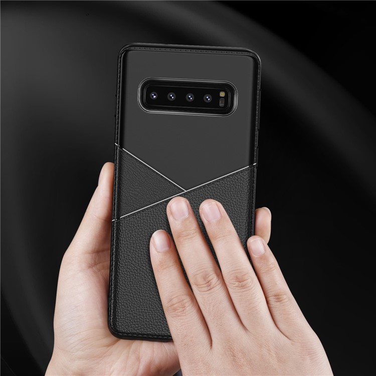 Litchi Texture Soft TPU Cell Phone Case for Samsung Galaxy S10 - Black-4