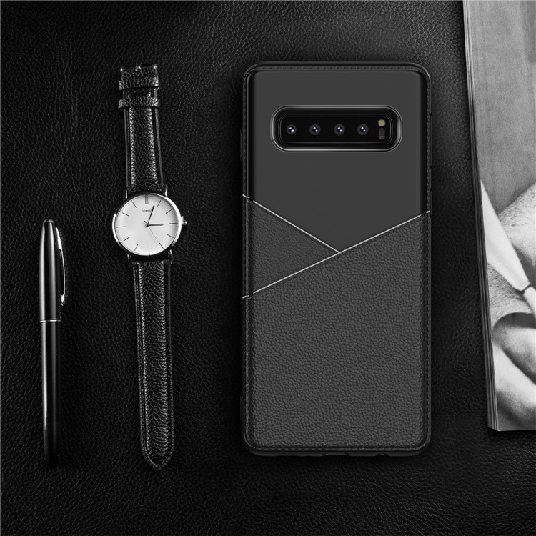 Litchi Texture Soft TPU Cell Phone Case for Samsung Galaxy S10 - Black-6