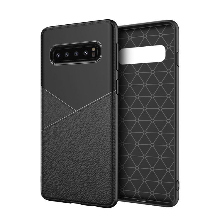 Litchi Texture Soft TPU Cell Phone Case for Samsung Galaxy S10 - Black-8